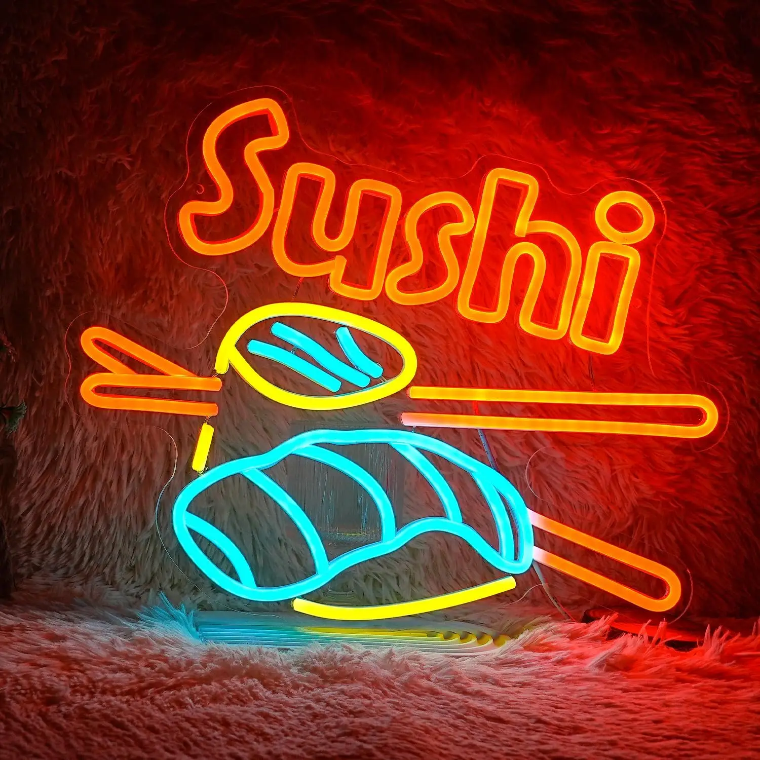 

Sushi Neon Sign Dimmable Neon Lights Sign for Restaurant Shop Business Kitchen Man Cave Decor Aesthetics Draw Celebratory Gifts