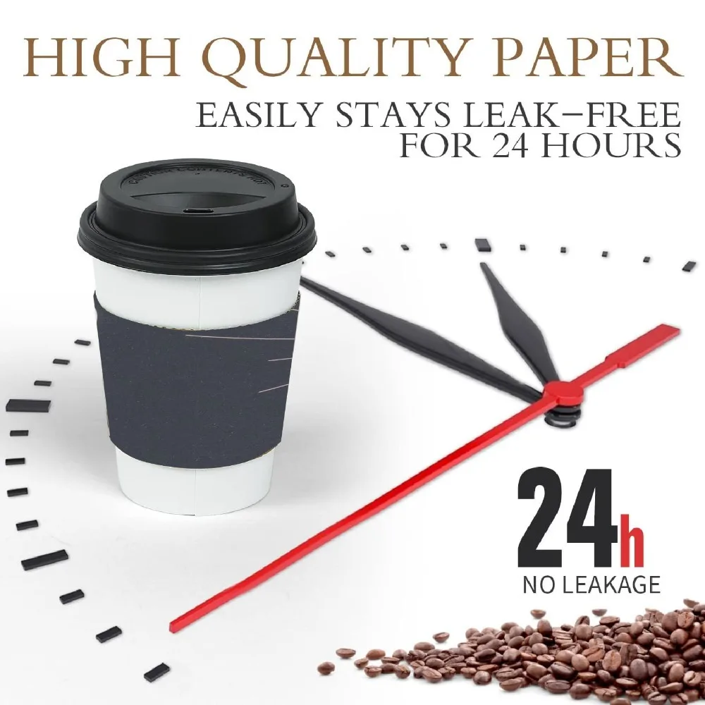 50Pcs Paper Coffee Cup Sleeve Heat & Cold Insulation Fit Multiple Cup Sizes Heat Insulated Mug Cover Stretchable Structure