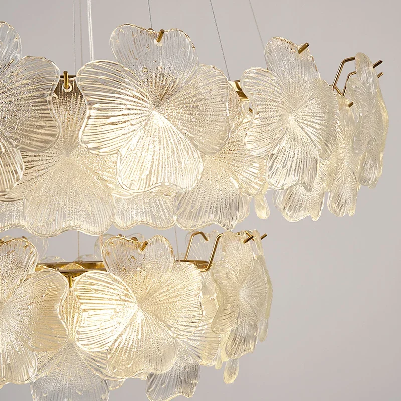 French living room chandelier creative light luxury cream wind hall crystal lamp full spectrum