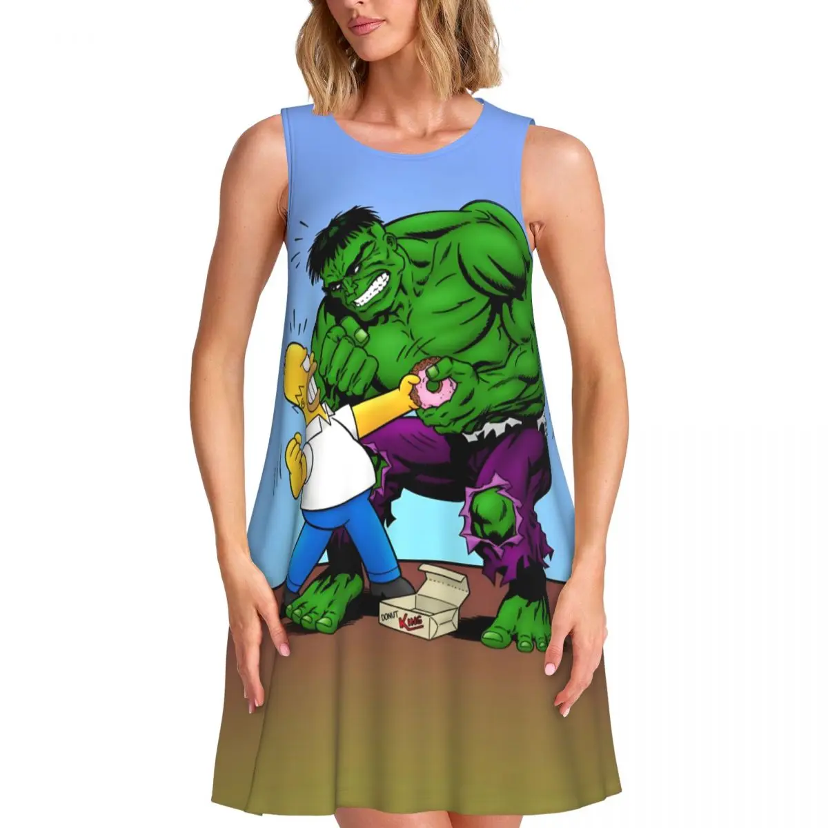 Custom Hulk Loose Sundress With Pocket Print Comics Women's Sleeveless Dress For Beach Vacations Dress