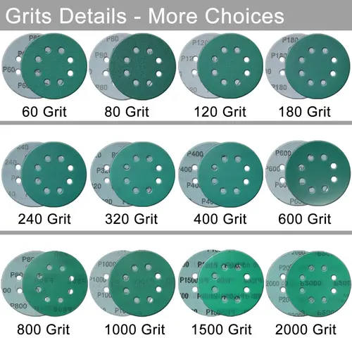 Imagen 2 del producto 40 Uds 5 pulgadas 125MM 8 agujeros 60 a 2000 granos gancho y bucle película de poliéster papel de lija disco de lijado herramientas de pulido abrasivo