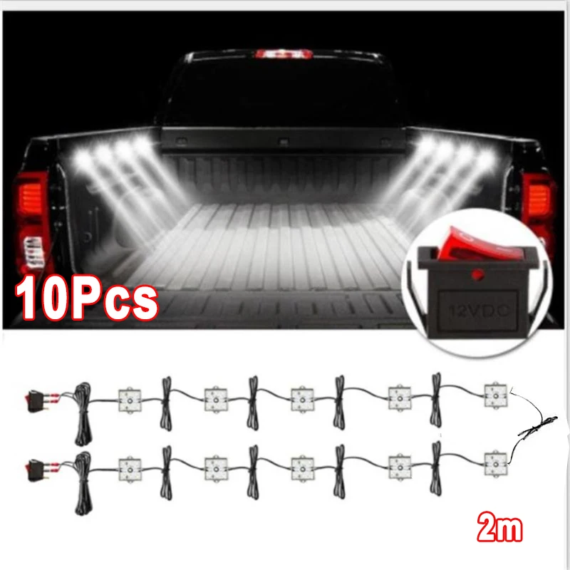 10 szt. 2m uniwersalne oświetlenie LED do ciężarówka typu Pickup otoczenia 12V 6000K 48 LEDs wodoodporne do RV Van pickupa łodzi