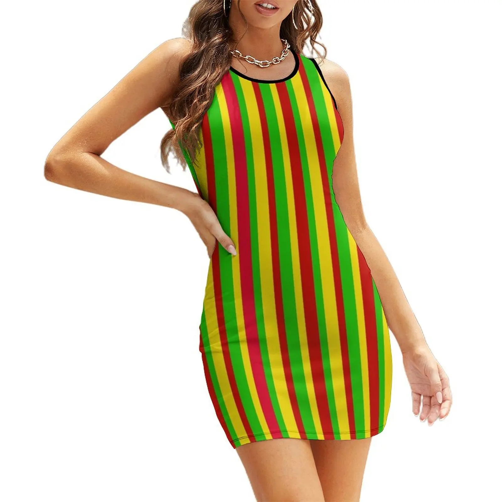 

Rasta colors - Bob Marley colors Sleeveless Sundress Dress woman Dress vintage dress party night Casual dresses