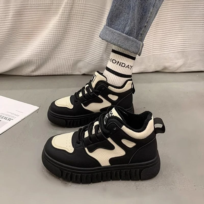 Kids High Top Sneakers Boys Girls Anti Slip Warm Fleece Lined Casual Shoes for Autumn Winter Middle Big Children Student