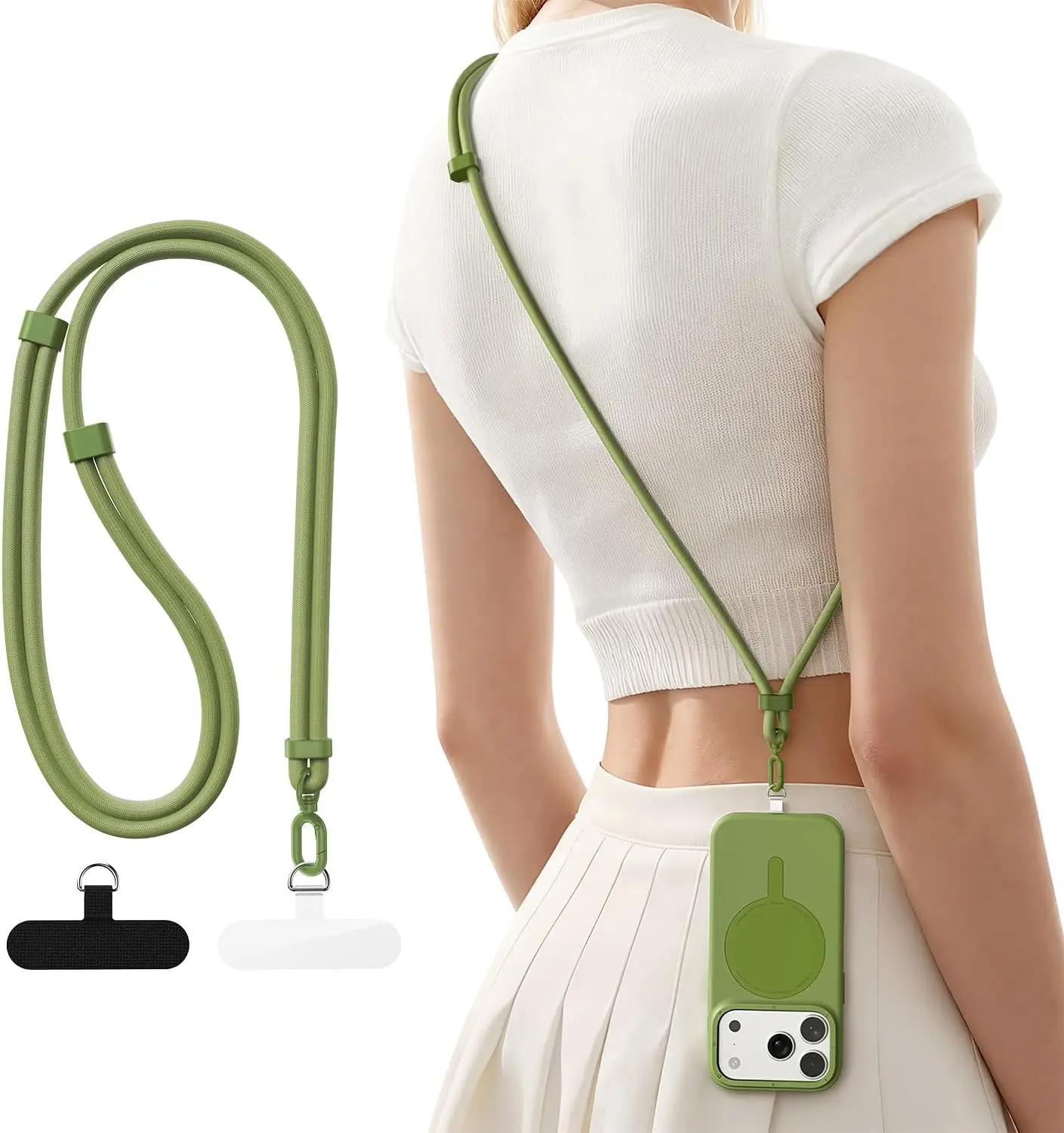 

Phone Lanyard Crossbody with 2 TPU Phone Tabs, Adjustable Anti Theft Phone Strap Crossbody Universal Phone Neck lanyard