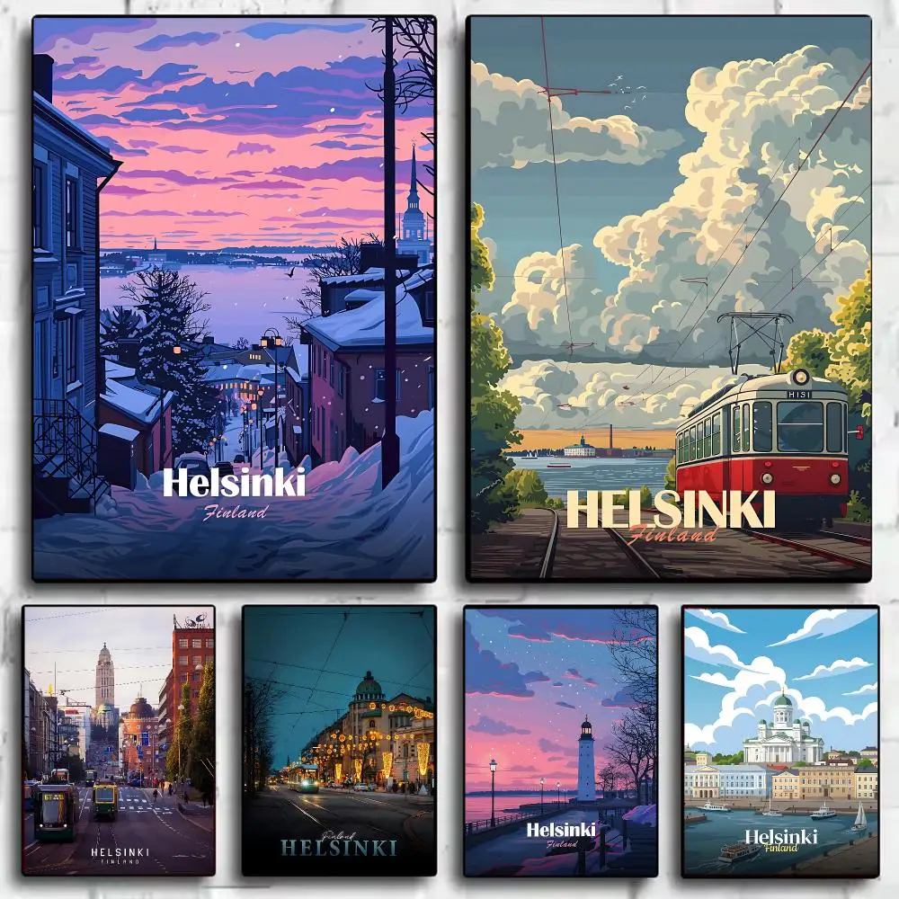 Helsinki Poster Wall Stickers Self Adhesive Art Decals for Bedroom Living Room Home Decor Print Mural HD Gift