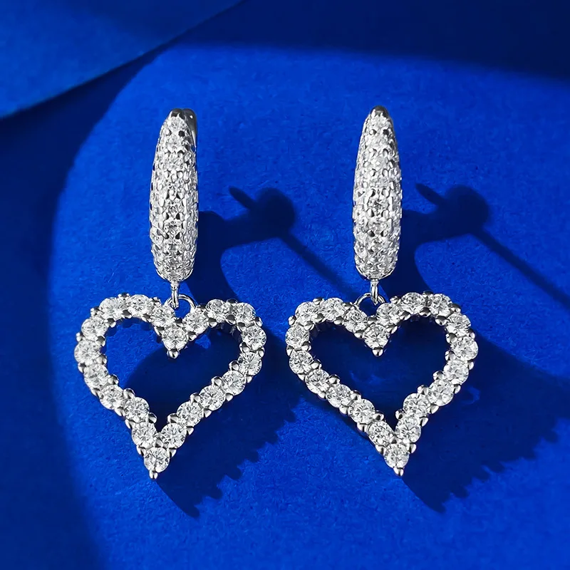 S925 Sterling Silver Irregular Love Earrings and Ear Buckles from Europe and America, Fashionable and Versatile Style