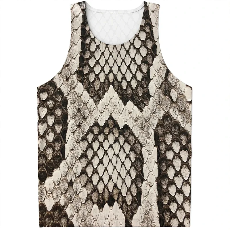 Snake Skin Tank Tops Men's Fashion Streetwear Oversized Sleeveless Tank Top Bodybuilding Fitness Gym Vest Man Clothing