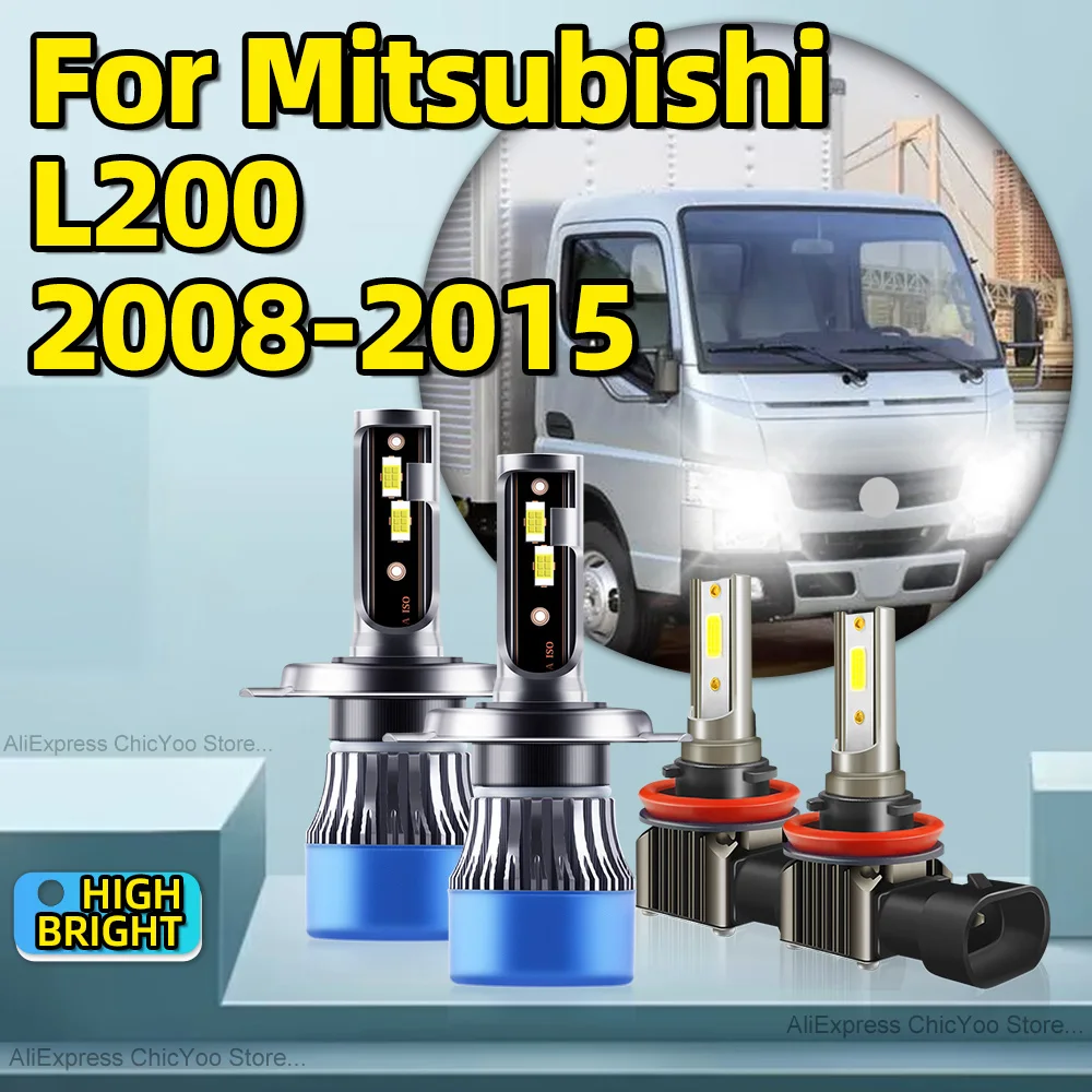 

200W H4 LED Light 6000K Car Headlight Bulbs H11 Fog Lamp Turbo For Mitsubishi L200 2008 2009 2010 2011 2012 2013 2014 2015