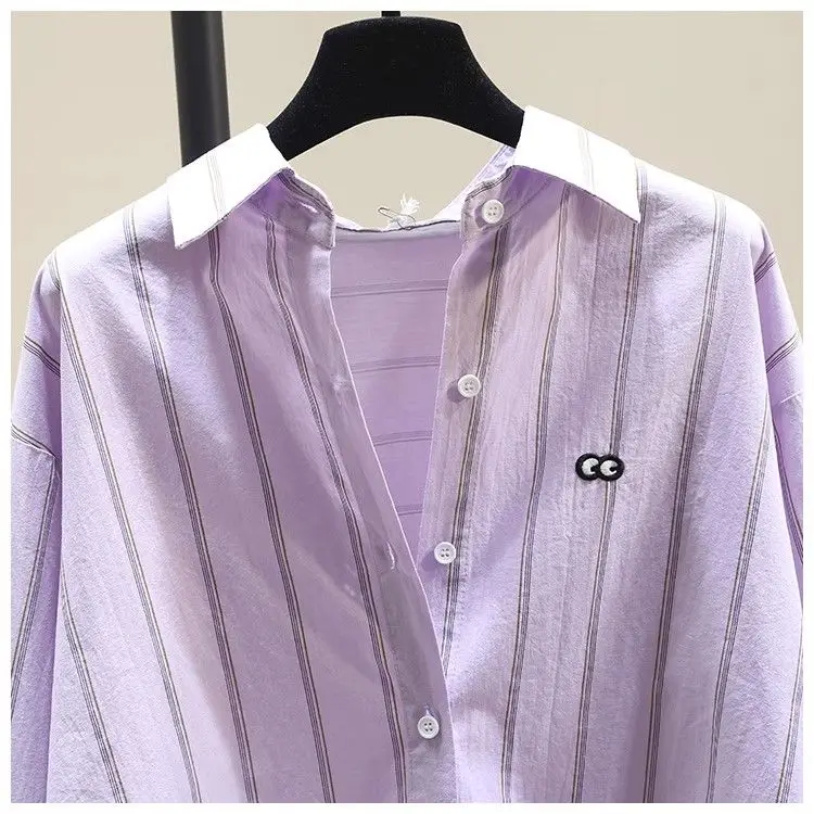 ฤดูใบไม้ร่วงปักตาสีฟ้าลายเสื้อผู้หญิงใหม่สไตล์เกาหลีหลวม Slim เสื้อแขนยาวอินเทรนด์