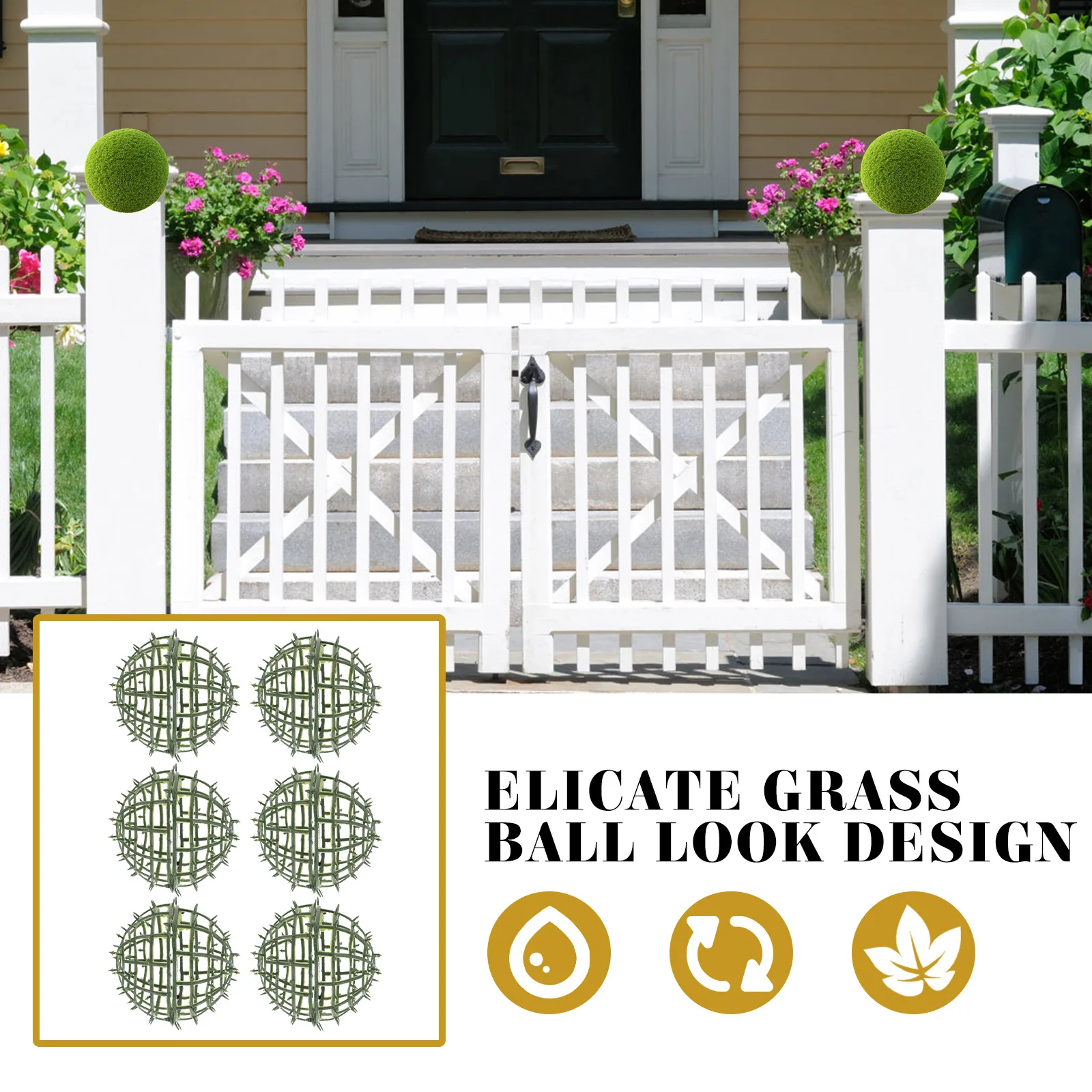 

6 Pcs Artificial Plant Topiary Support Plastic Flower Arrangement Rack Faux Green Grass Shelf Holder Garden Supply