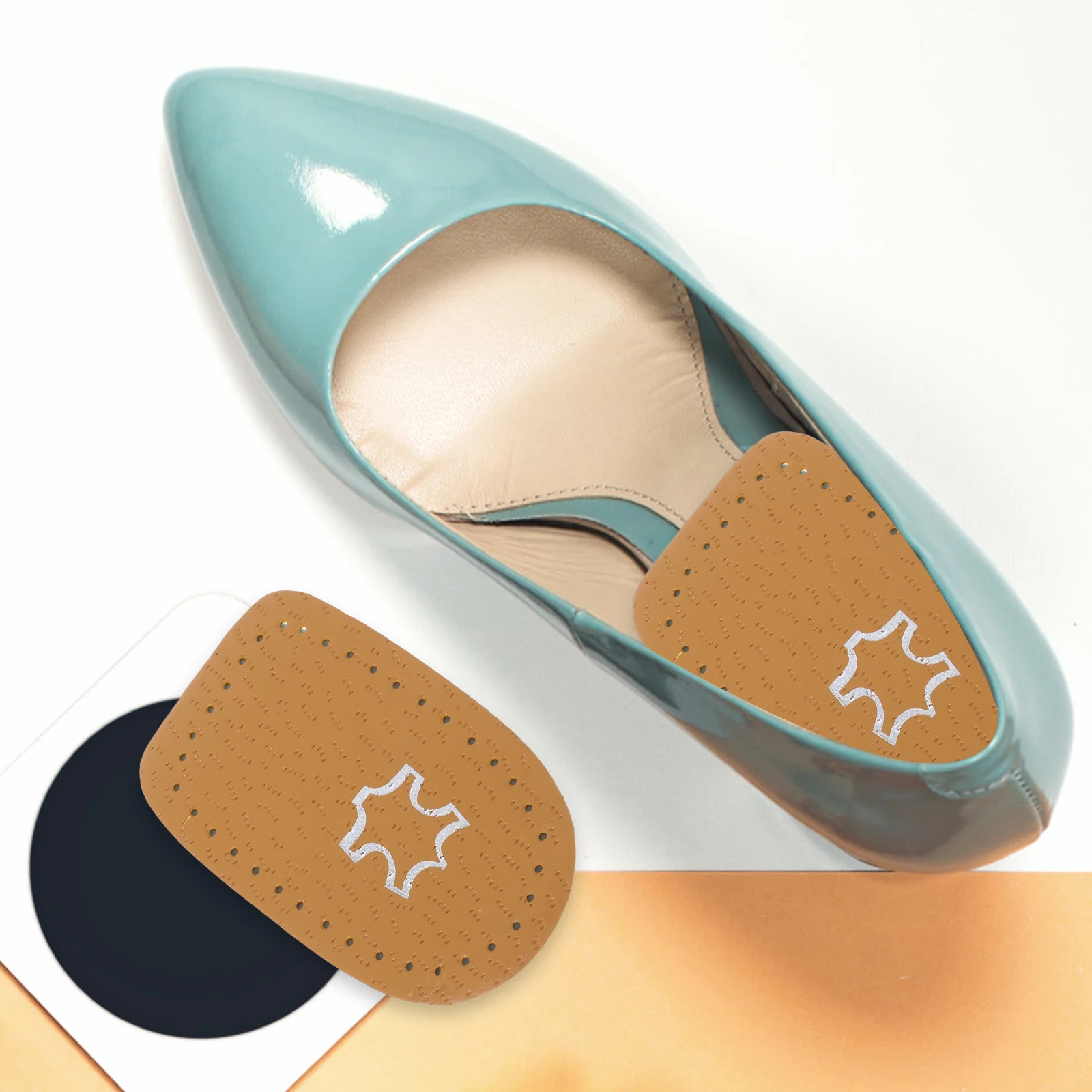

Thickened Cowhide Heel Pads Shoe Insoles Latex Half Forefoot Cushions Ball of Foot Pressure Relief Anti-Slip Comfortable