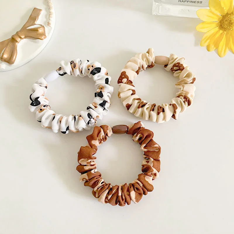 Korean Version Multicolor Girls Teddy Bear Hair Loop Rope Cute Sweet Simple comfortable Versatile High Elastic Hair Accessory