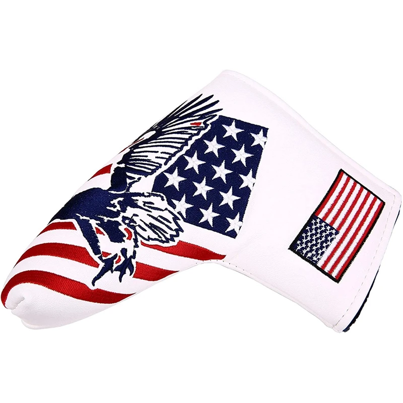 Golf Putter Cover Embroidered L-Shaped In-Line Blank Cover Pu Waterproof Fabric Thickened Plush Protective Cover