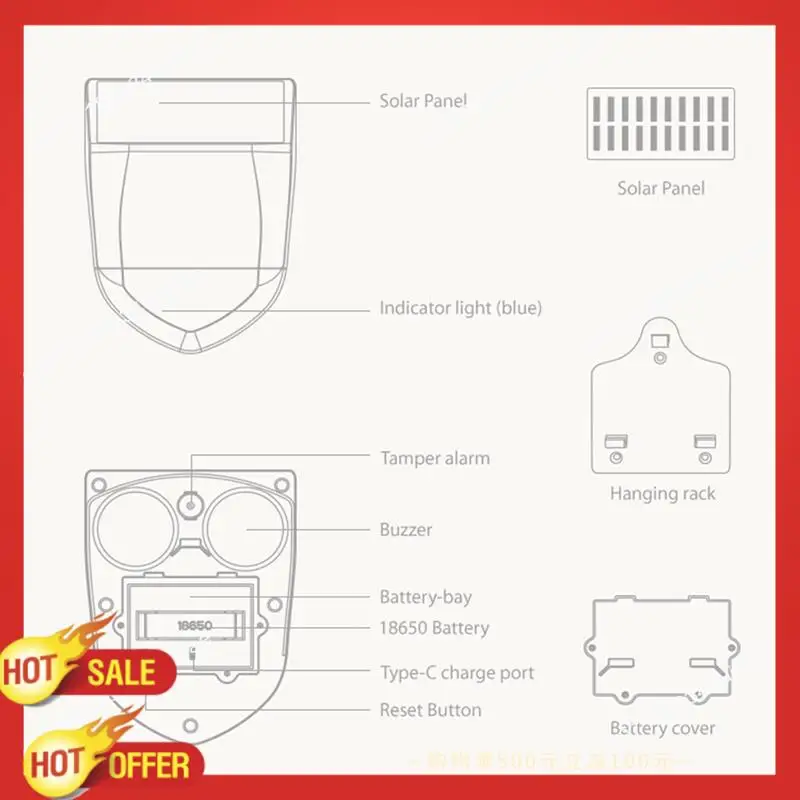 B47C NEO Graffiti สมาร์ทเสียงปลุก Zigbee กลางแจ้งเสียงและนาฬิกาปลุกกันน้ําพลังงานแสงอาทิตย์เสียงนาฬิกาปลุก