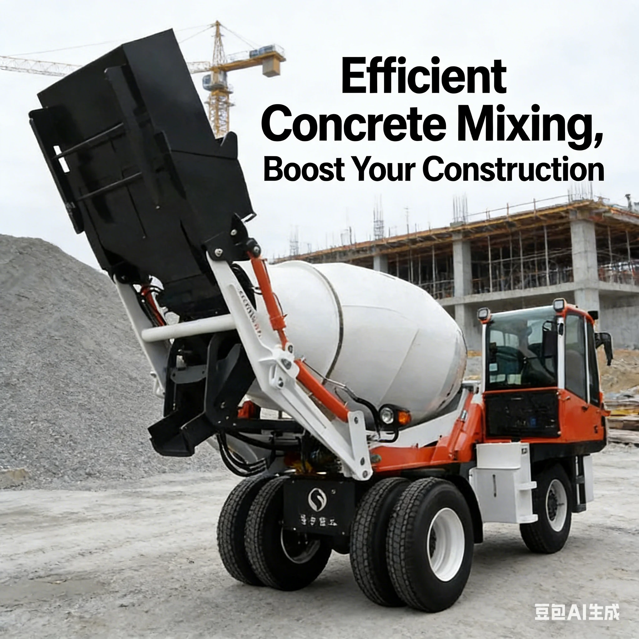 6 Cbm Cubic Meters Front Wheel Steering Self-loading Self Propelled Concrete Mixer Truck
