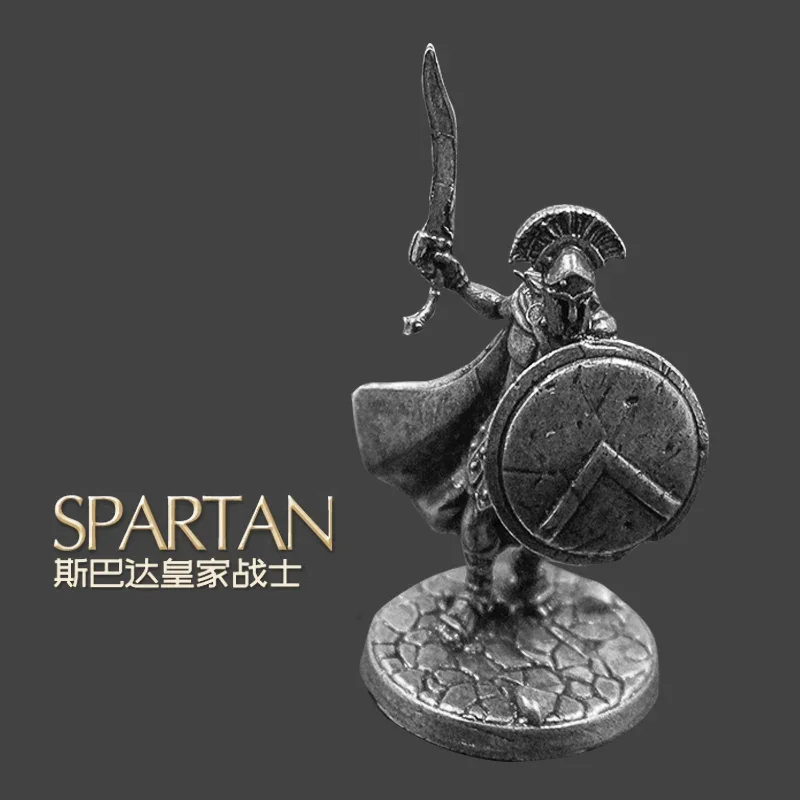 Figuras de acción de Metal de soldado Sparta, modelo de guerra de Cuproníquel, pieza de ajedrez, modelo en miniatura, accesorios de adorno, estatuilla creativa de juguete