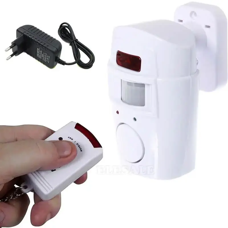 With 2 Remote Control Power Adapter Wireless PIR Motion Sensor Detector Alarm For Home Shed Garage Caravan Alarm Security System