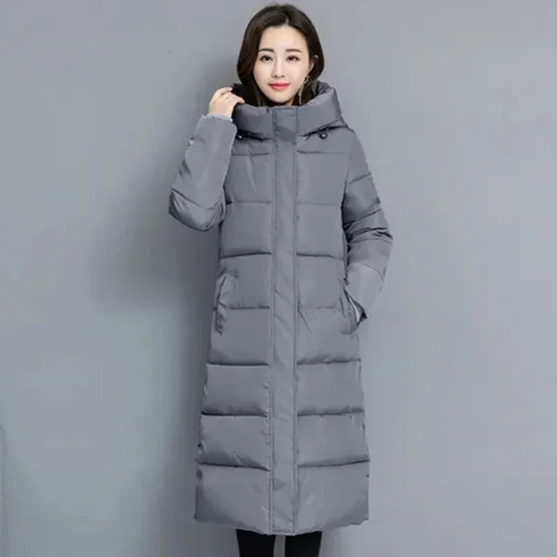 

2022 Winter Hooded Long Coats Women Warm Parka Thick Oversize Jacket Mid Long Lady Outwear Solid Casual Clothes Fashion New