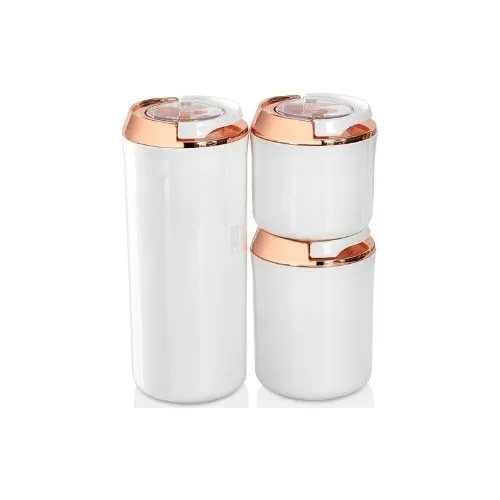 Vip John Round Storage Container White Copper Color 3'lü Set