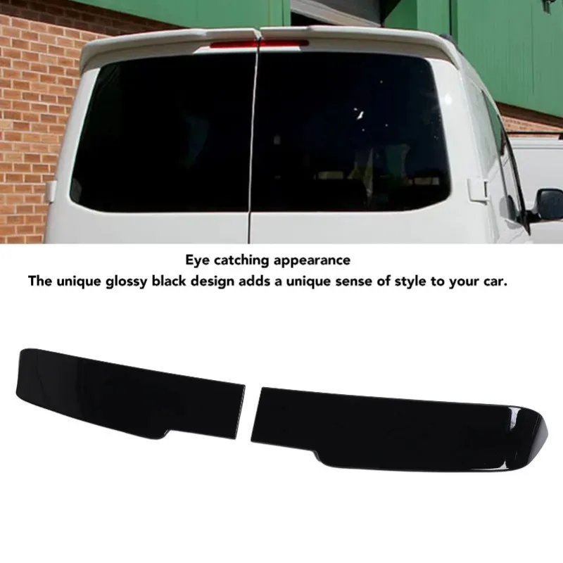 Car Rear Twin Barn Door Roof Spoiler Wing Lip Gloss Black Sport Style for VW Transporter T5 T5.1 T6 T6.1 2003-2021