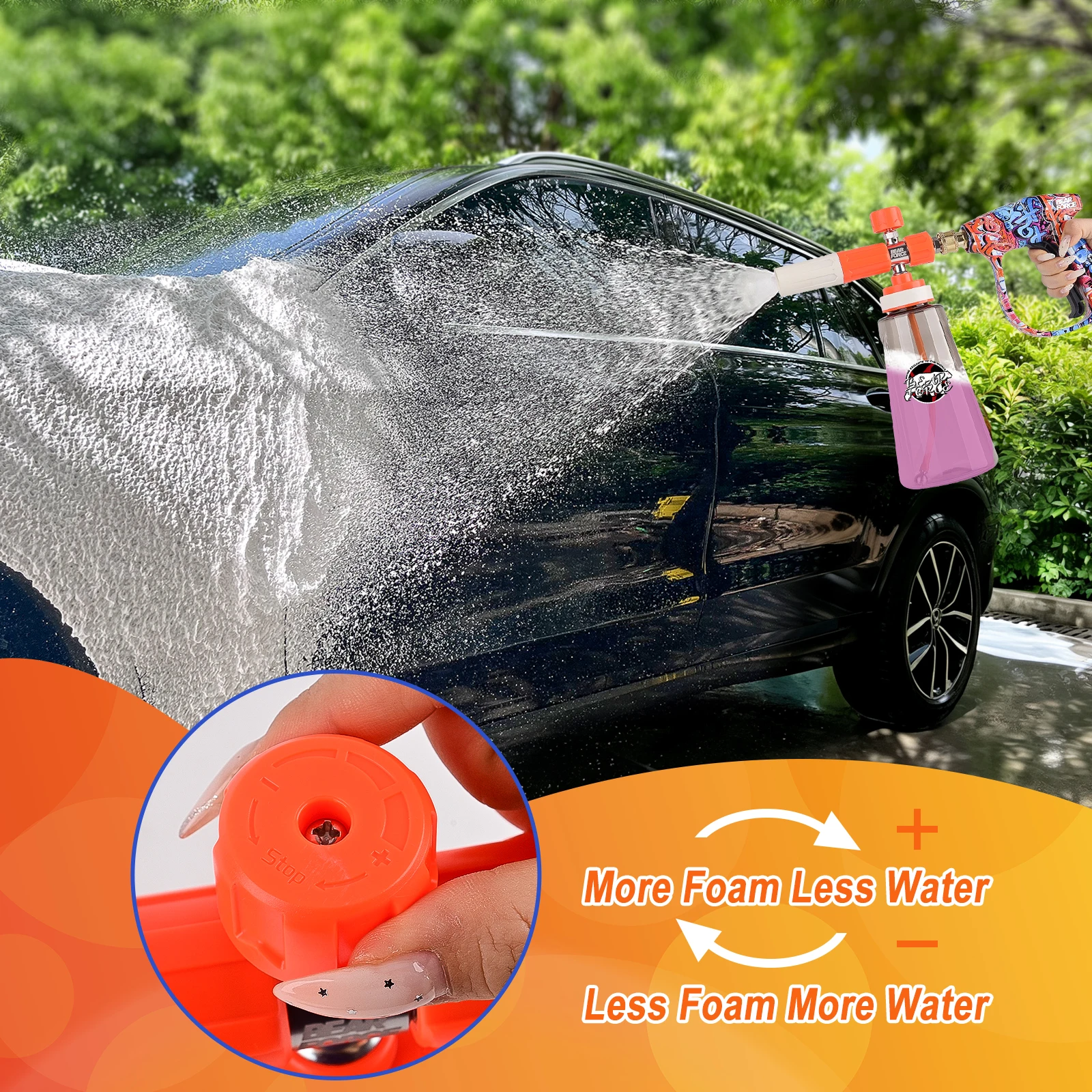 Pressure Washer Upgraded Foam Cannon for 1/4” Quick Connector with 360°Adjustable Spray Nozzle, 1L Foam Cannon Soap Dispenser image 5