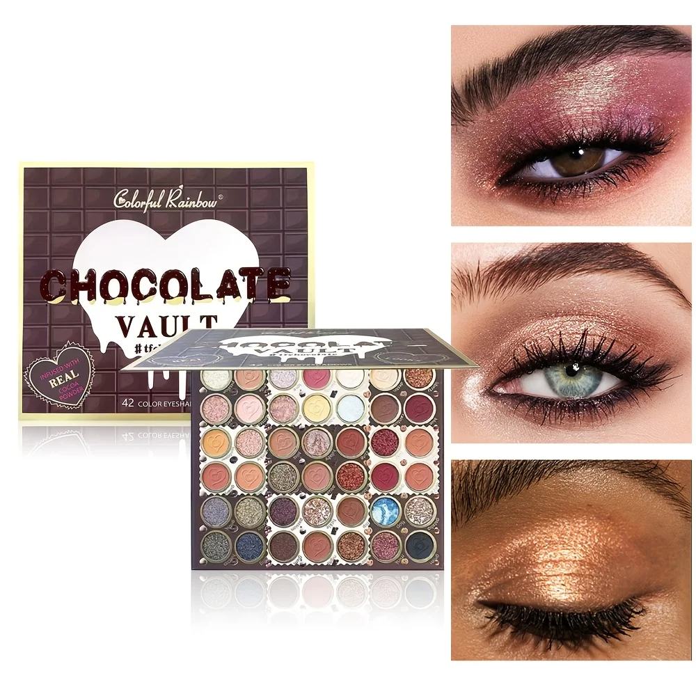 42 Shades Professional All-in-One Eyeshadow Palette, Contains Matte, Pearlescent and Chunky Glitter, High Pigment Long Lasting No Powder Fallout, Perfect Stage Makeup Palette, Great Festival Gift For Women