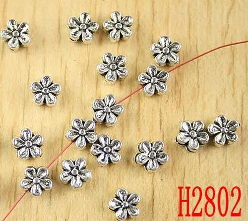 

100pcs 6.9mm hole:1mm Tibetan silver plum flower spacer beads h2802