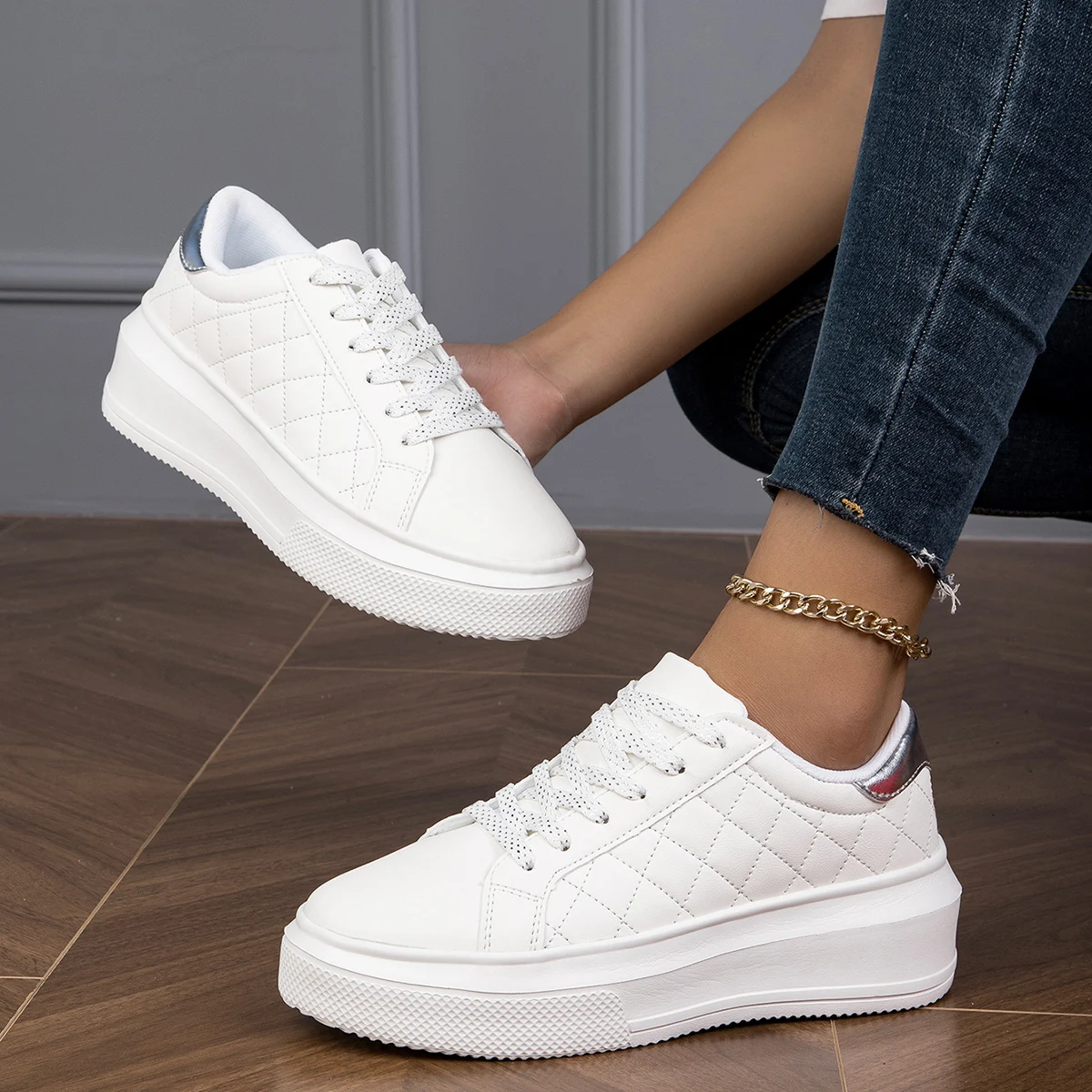 En Lederen Dames Sneakers Wit Platform Vrouw Sport Sneakers Dames Gevulkaniseerde Schoenen Sneakers Casual Dames Sneakers