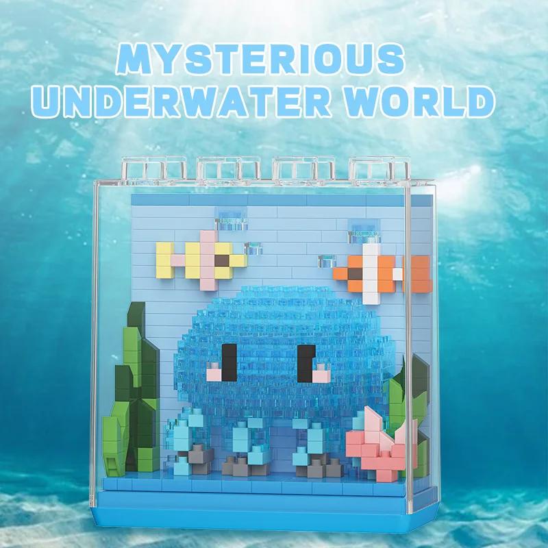 Cartoon Doll Ocean Creatures Series Puzzle Assembly Microparticle Building Blocks Male and Female Birthday Gifts
