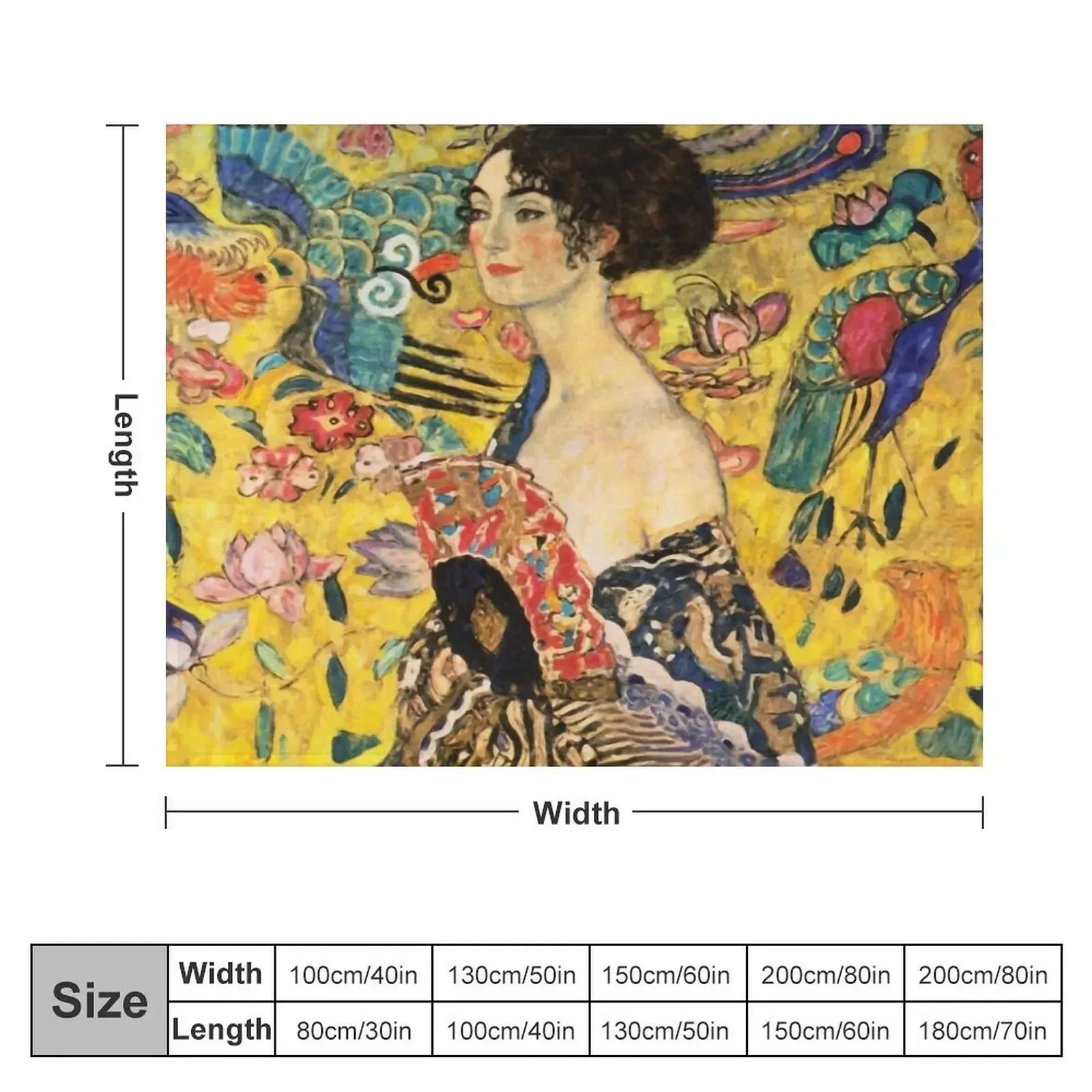 Lady with Fan by Gustav Klimt Throw Blanket Soft Plaid Bed covers Blankets