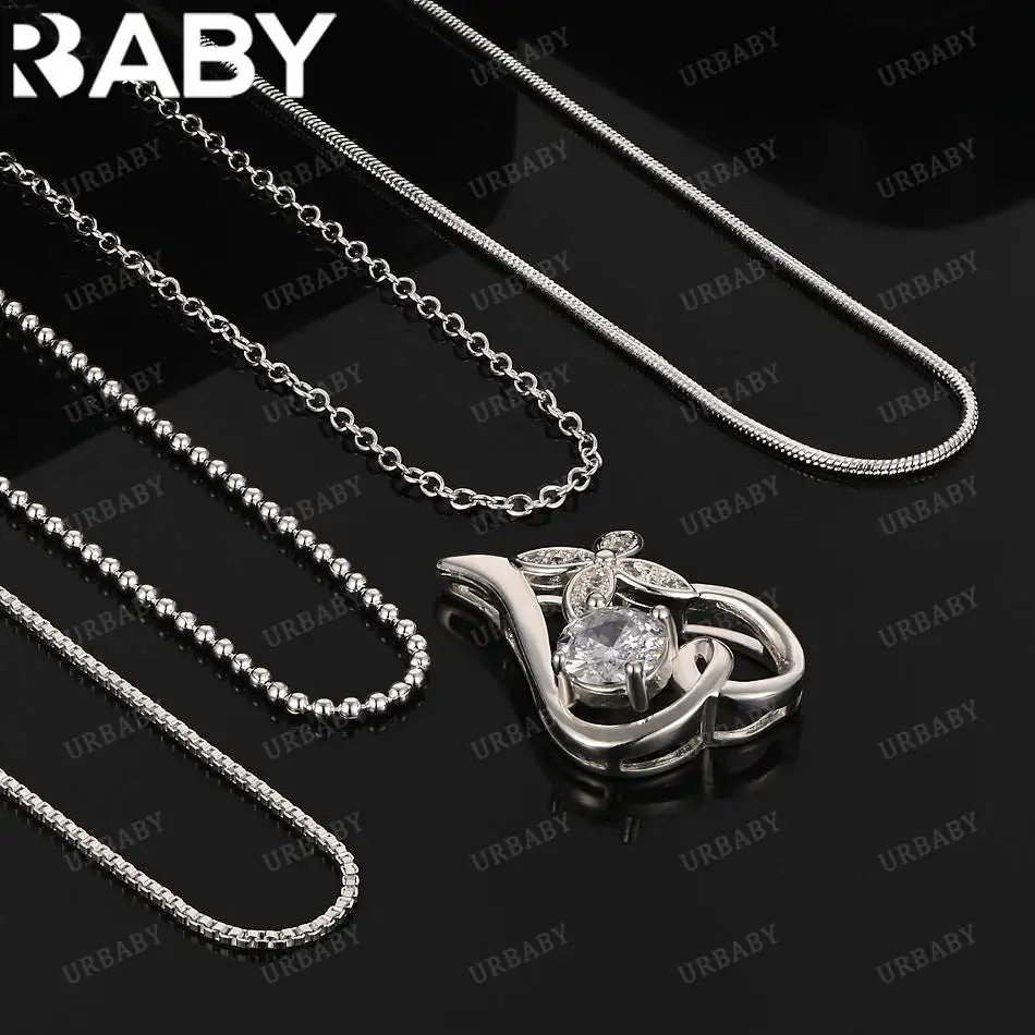 

URBABY 40-75cm 925 Sterling Silver Zircons Pendant Necklace For Women Men Creativity Gifts Street All-match Party And Daily Wear
