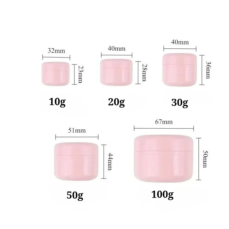 Frasco cosmético de plástico com tampa, 50 peças 10g 30g 50g vazio recarregável recipiente vazio de viagem para creme facial loção lábio esfrega armazenamento