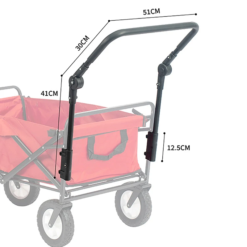 Lightweight Extendable Cart Trolley Handle Accessories Foldable Folding Cart Push Handle Wagon Cart Equipment Black For Camping
