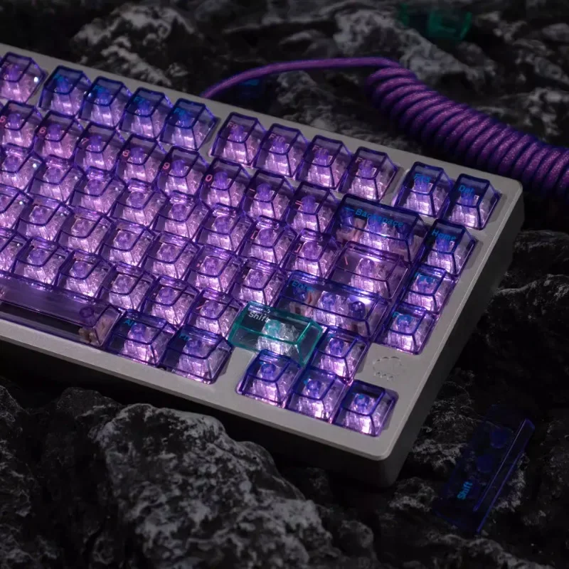 Amethyst Theme Keycap 156key ABS Custom Purple Translucent Keyboard Cap Cherry Profile Key Cap for Mechanical Keyboard 75/87/104