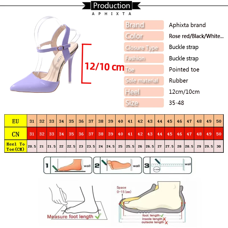 Aphixta Summer 7cm 12cm Super High Stiletto Heels Ankle Strap Sandals Women Hollow Pointed Toe Party Heels Shoes Plus Size 48