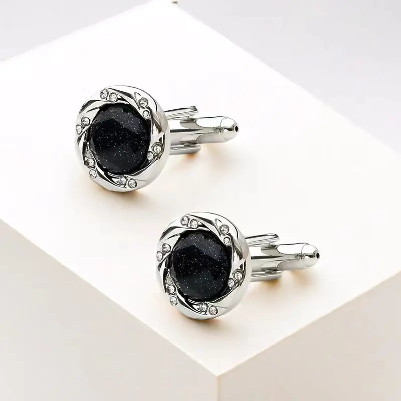 2024New high-end cufflinks starry sky cufflinks crystal cufflinks groom jewelry gifts