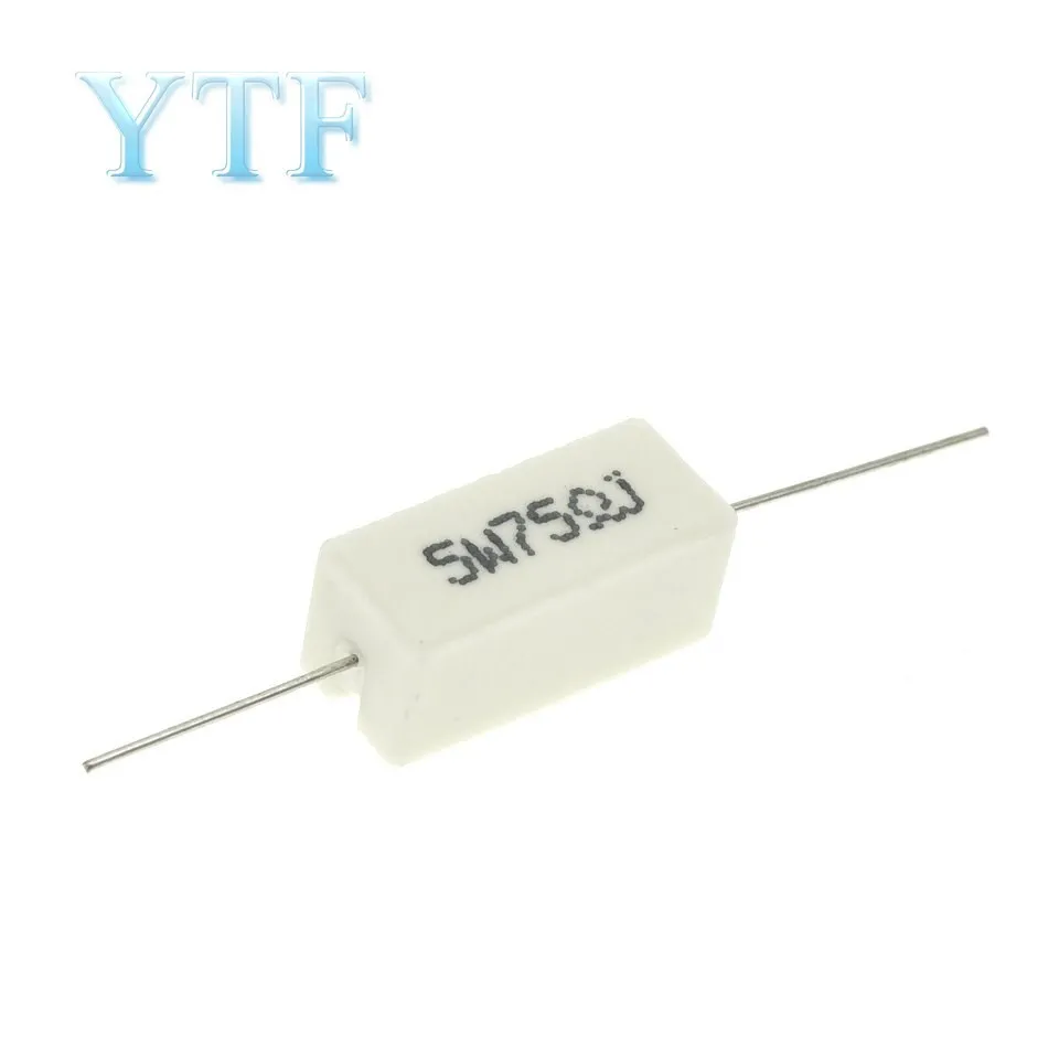 

10PCS 5W 5% Cement Resistor Power Resistance 0.1R 0.2R 0.25R 0.5R 1R 2.2R 4.7R 5R 10R 15R 20R 22R 47R 75R 100R 470R 1K Ohm