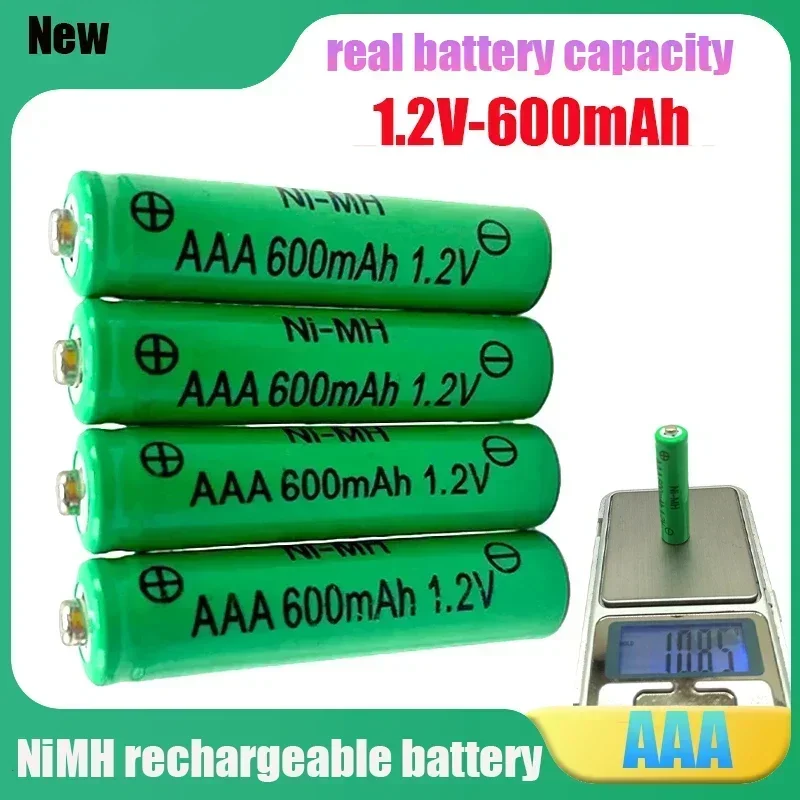 New AAA1.2V Battery 600mAh Rechargeable Ni-MH Battery 1.2 V AAA Battery Suitable for Clocks, Mice, Computers, Toys, Etc.