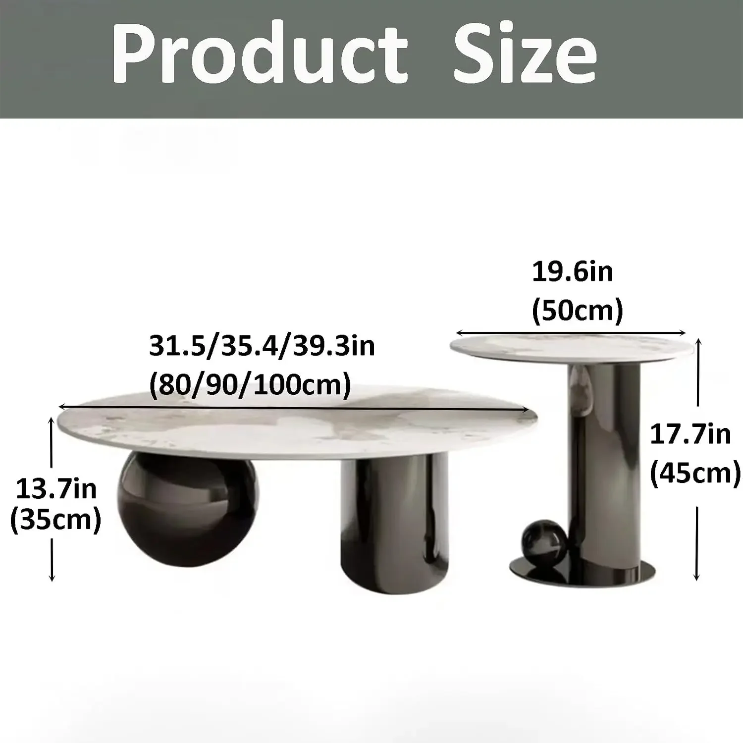 Practical Functional Sleek Polished Coffee Table Nesting Premium Metal Round Spacious Coffee Table Couchtisch Wood Furniture