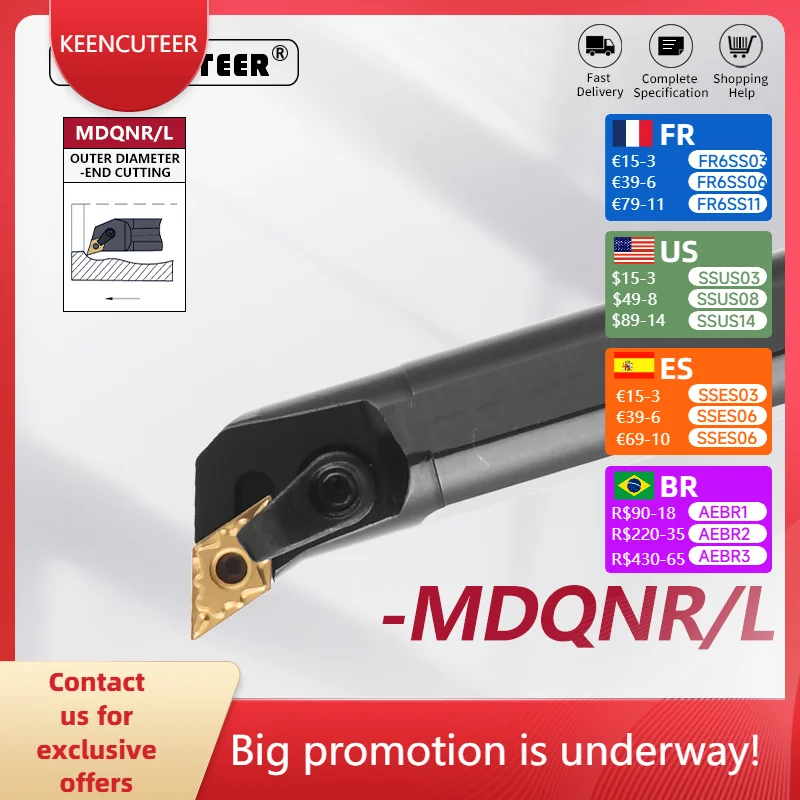 

S20R-MDQNR S25S-MDQNR S32T-MDQNR Internal Turning Tool -MDQNR/L11/15 Lathe Bar Turning Holder CNC Cutting Tool Cutter Bar