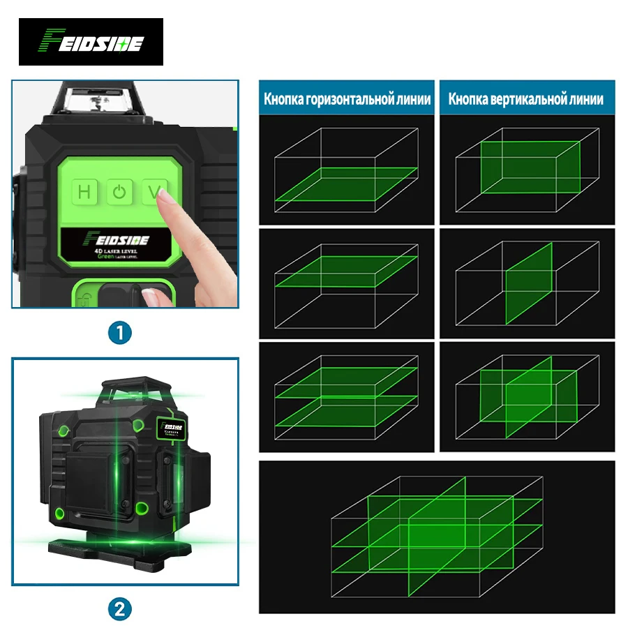 FEIDSIDE 16/12 Lines 4D/3D Laser Level Green Line Self-Leveling 360 Horizontal And Vertical Super Powerful Laser Level