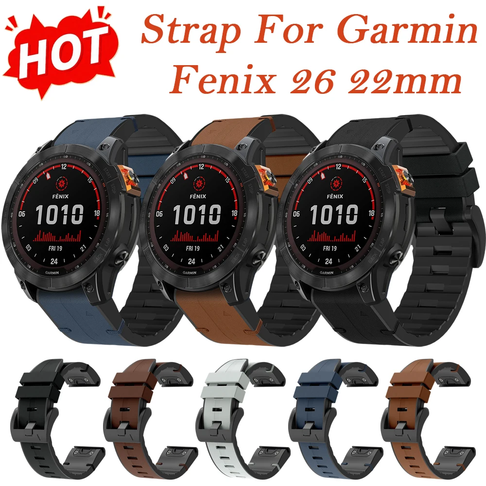 

Быстросъемный ремешок 26 мм 22 мм для Garmin Fenix 8 E 7 7X 6X 6 5X 5 Enduro, силиконовый кожаный ремешокFenix 8 47 мм 51 мм, браслет Enduro 3
