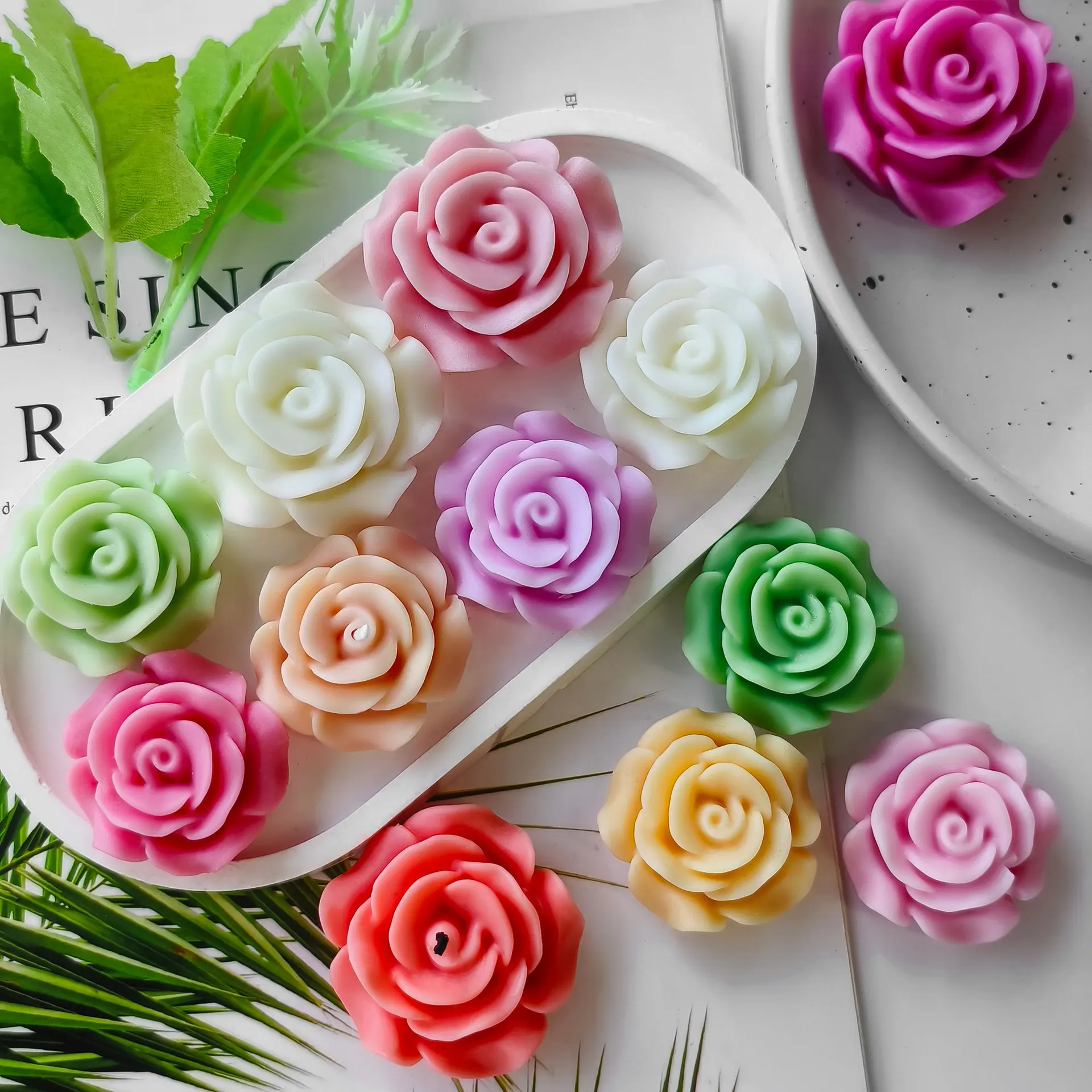 Flower Handmade Soap Mould DIY Cake Decoration Flower Diffuser Stone Making Flip Cake Baking Molds