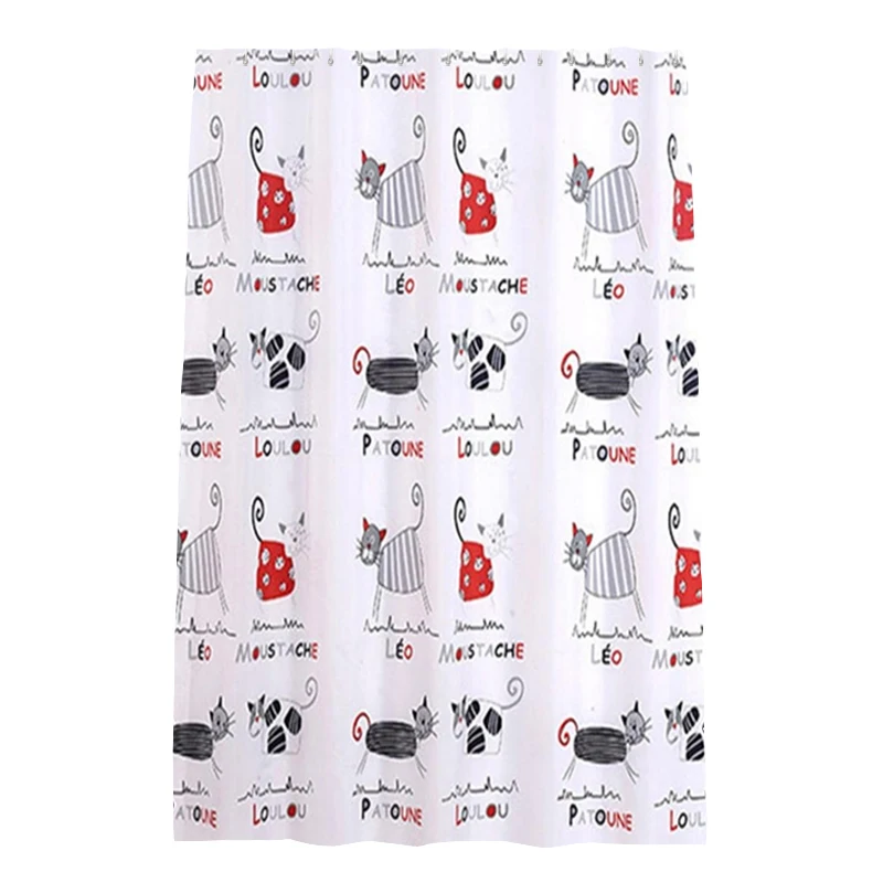 Bathroom curtain cartoon thickened anti-mildew cat PEVA dry and wet separation door curtain thickened shower curtain