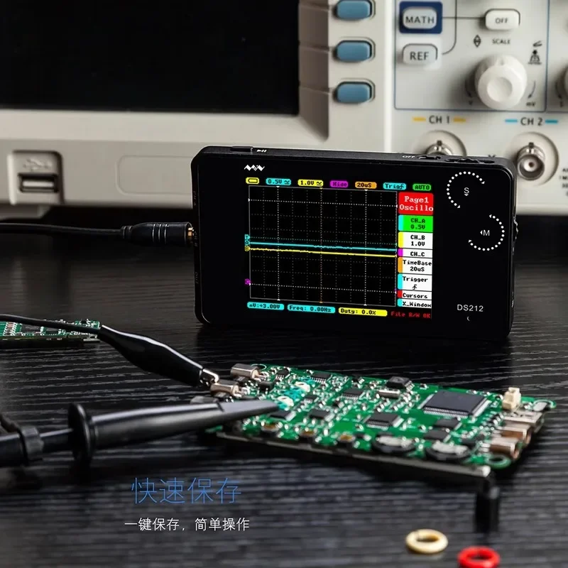 DS212 Digital Storage Oscilloscope Handheld Small Mini Portable Dual Channel Oscilloscope Auto Repair Instrument