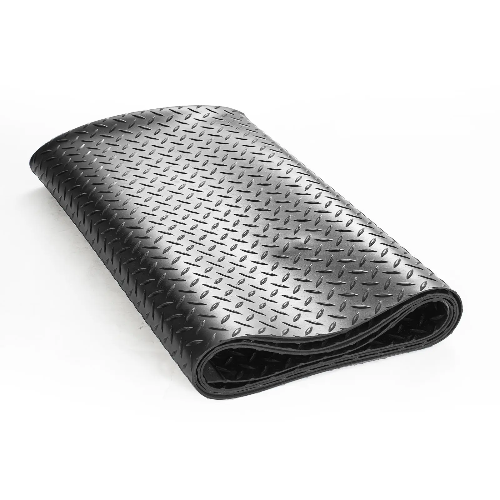 

Diamond-Plate Rubber Garage Flooring Roll 3 mm x 4 ft x 6 ft SBR Rubber Mat Easy Clean for Garage Gym Under Cars Black