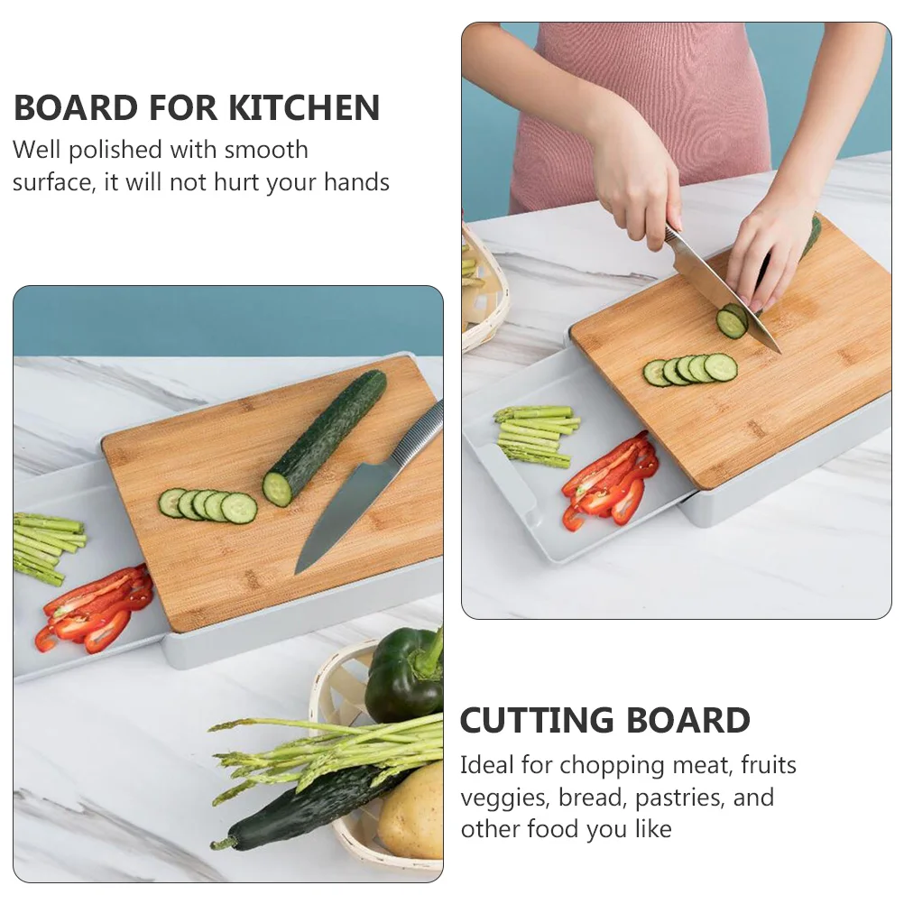

Bamboo Cutting Board Sturdy Chopping Platter Kitchen Wooden Cheese Meat Large Smooth Ideal Fruits Veggies Bread Storage Drawer