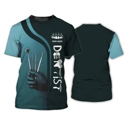 Camiseta deportiva con cuello redondo para hombre y mujer, camisa holgada informal con estampado de herramientas dentales unificadas en 3D, personalizada, novedad de verano