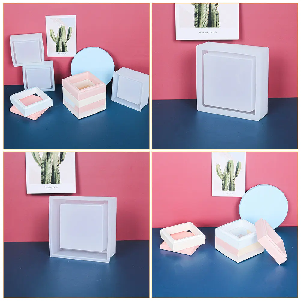1 Juego de moldes para cajas de almacenamiento DIY, material de silicona, alta flexibilidad, fácil de limpiar, herramienta creativa para manualidades, para hacer cajas únicas